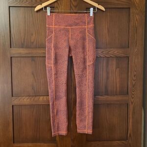 Lululemon Invigorate High-Rise Crop 23" in Crackle Glaze Vintage Orange Larkspur